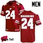 Men's Wisconsin Badgers NCAA #24 Keelon Brookins Red Authentic Under Armour Big & Tall Stitched College Football Jersey XV31A16RL